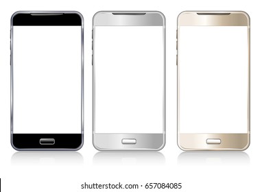 Three Phone Cell Smart Mobile black, silver and gold