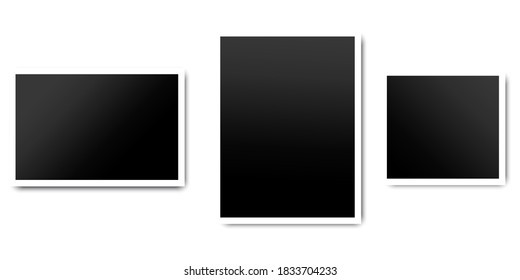 Three photo frames. Collage of blank shots. Photos for the album. Vector image.