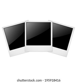 Three photo frames  isolated on white background.