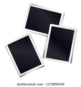 Three photorealistic blank retro photo frames. Vector illustration