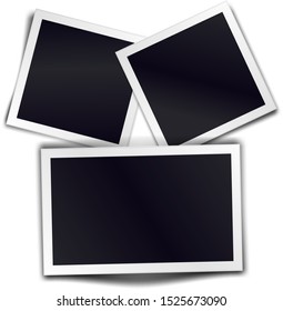 Three photorealistic blank retro photo frames. Vector illustration