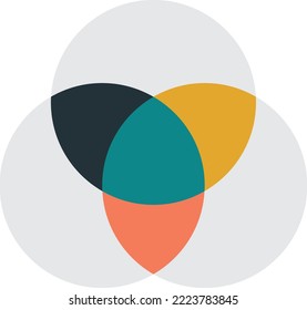 three piece circle illustration in minimal style isolated on background
