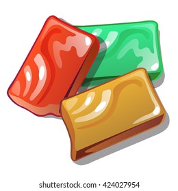 Three piece coloured plasticine. Vector illustration.