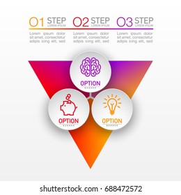 Three piece flat puzzle round infographic presentation. 3 step circle business diagram. Three section compare service banner. Vector illustration template shape . 3d Abstract Background