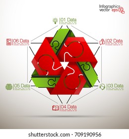 Three piece flat puzzle round infographic presentation. 3 step circle business diagram. Three section compare service banner. Vector illustration template shape . 3d Abstract Background