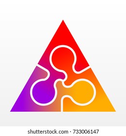 Three piece flat puzzle round infographic presentation. 3 step circle business diagram. Three section compare service banner. Vector illustration template shape . 3d Abstract Background