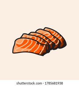 Tres piezas del vector sashimi sobre fondo marrón claro