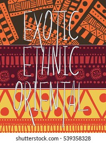 Three pieces of ethnic abstract art on one background. 
