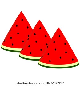 Three pieces of fresh watermelon