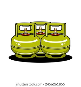 three pieces of green LPG gas vector illustration green gas