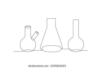 Three pieces of laboratory equipment. Lab equipment one-line drawing