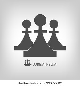 Three pieces as logo with copyspace in grey colors. Teamwork concept