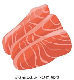 
Three pieces of raw salmon fish