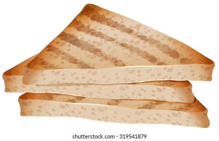 Three pieces of toasted illustration