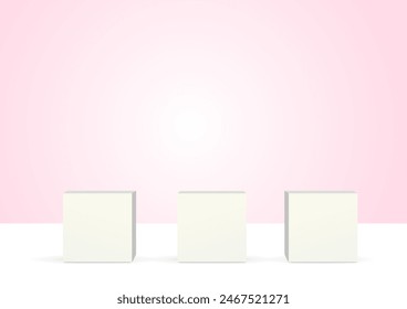 Three pieces of wood and pink background