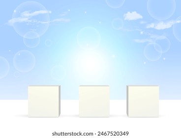 Three pieces of wood and sky background