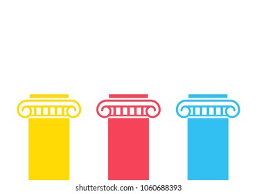 Three Pillar Diagram. Vector Image Isolated On White Background