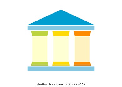 Three pillars diagram. Clipart image isolated on white background