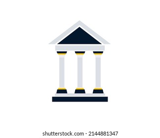 Three Pillars With Roof Template Diagram. Clipart Image Isolated On White Background