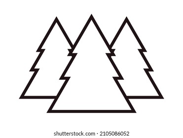 Three pine trees silhouette black icon.