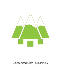 Three Pine trees with snow  vector icon Green 