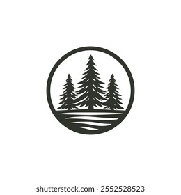 Drei Kiefern Evergreen Fichte Zeder Wilder Baum Wald Logo Design