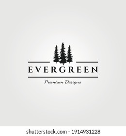 three pines logo vector evergreen minimalist symbol illustration design