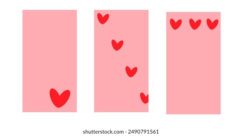 three pink backgrounds with hearts