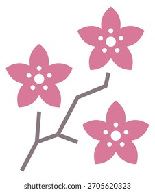 Drei rosafarbene Blumen mit einem Stamm