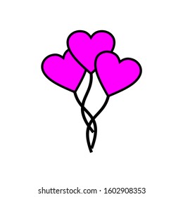 three pink heart balloon designs