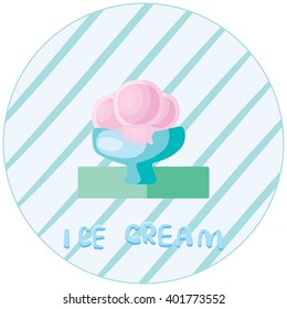 Three pink Ice Cream balls vector