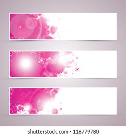 Three pink party advertisement banners vector eps10