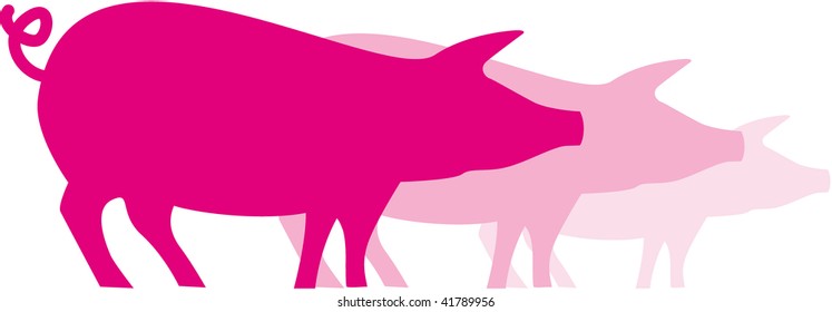 three pink pigs