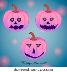 Three pink pumpkins