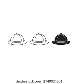 Three pith helmets in varying shades of gray and black illustration