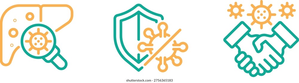 Three pixelated icons representing investigation, security, and agreement.