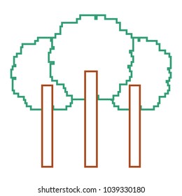 three pixelated tree nature environment icon