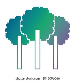 three pixelated tree nature environment icon