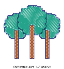 three pixelated tree nature environment icon