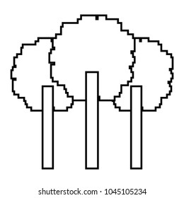 three pixelated tree nature environment icon