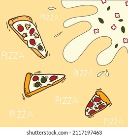 Three Pizza Slices Water Splash Basil Stock Vector (Royalty Free ...