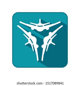Three plane logo icon template with 3 stars shape symbol and rounded square symbol in flat design pictogram illustration