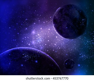 three planets in the night sky star