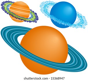 Three Planets with Rings