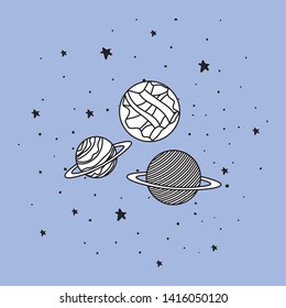 Three planets in the space design