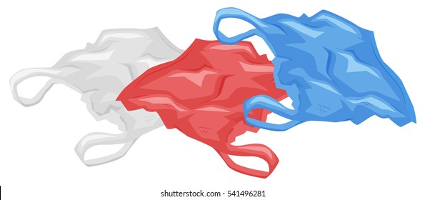 Three plastic bags on the floor illustration
