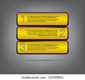 Three plastic banners for infographics, business design, step presentation, number options, progress design or workflow layout. Clean and modern style