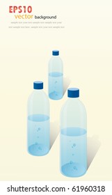 Tres botellas de agua de plástico. Fondo del vector