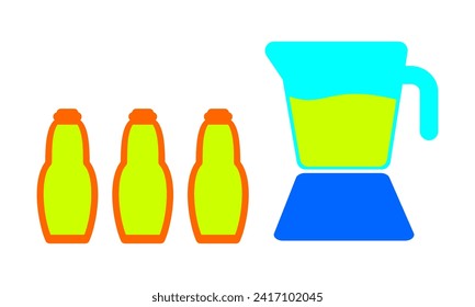 three plastic bottles of fruit juice illustration
