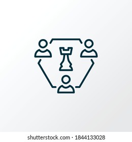 Three players chess icon line symbol. Premium quality isolated checkmate element in trendy style.